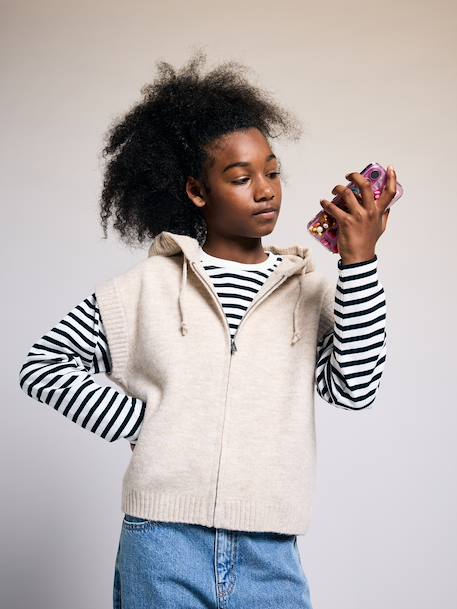 Mouwloos vest met capuchon beige - vertbaudet enfant 