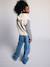 Wijde broek denim voor meisjes denimgrijs+lichtblauw+middenblauw - vertbaudet enfant 