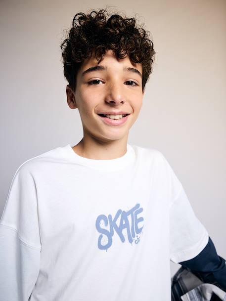 T-shirt met laagjeseffect jongen ecru - vertbaudet enfant 