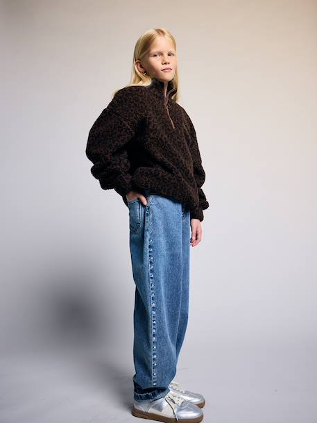 Ballonjeans voor meisjes middenblauw - vertbaudet enfant 