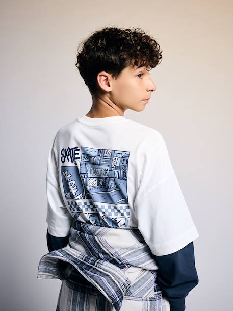 T-shirt met laagjeseffect jongen ecru - vertbaudet enfant 