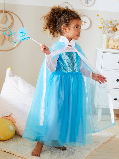 Verkleedkleren prinses met cape, toverstaf en kroon blauw+wit - vertbaudet enfant 