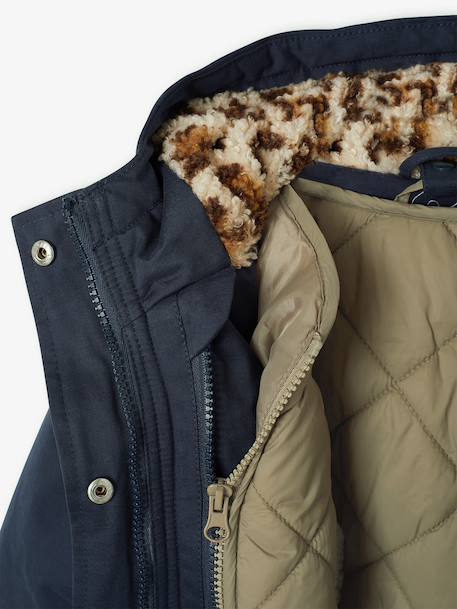 3-in-1 parka voor meisjes marineblauw+rouge - vertbaudet enfant 