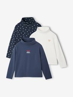 -Set van 3  t-shirts met rolkraag voor meisjes 