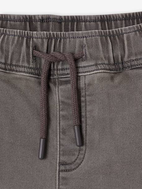 Makkelijk aan te trekken jongensbroek van molton met denim-effect lichtgrijs denim+stone - vertbaudet enfant 