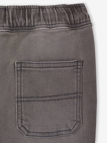 Makkelijk aan te trekken jongensbroek van molton met denim-effect lichtgrijs denim+stone - vertbaudet enfant 