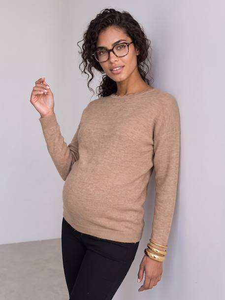 Omkeerbare trui voor/achter voor de zwangerschap en borstvoeding beige+Wit - vertbaudet enfant 