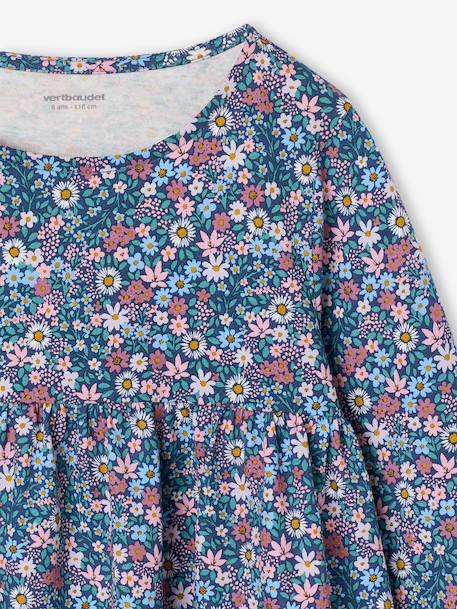 Set met vest en bloemenjurk meisje groengrijs+kameel+lichtgeel+marineblauw - vertbaudet enfant 