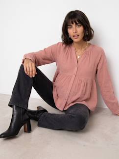 -Blouse voor zwangerschap en borstvoeding van biologisch katoenen gaas*