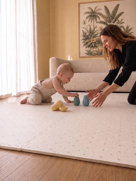 Groot tapijt met 9 schuimtegels bruin+rood - vertbaudet enfant 