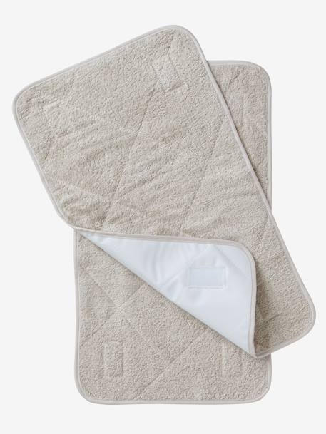 Set van 2 matrasopleggers Basics LICHTGRIJS LICHT+lichtroze + wit+WIT - vertbaudet enfant 