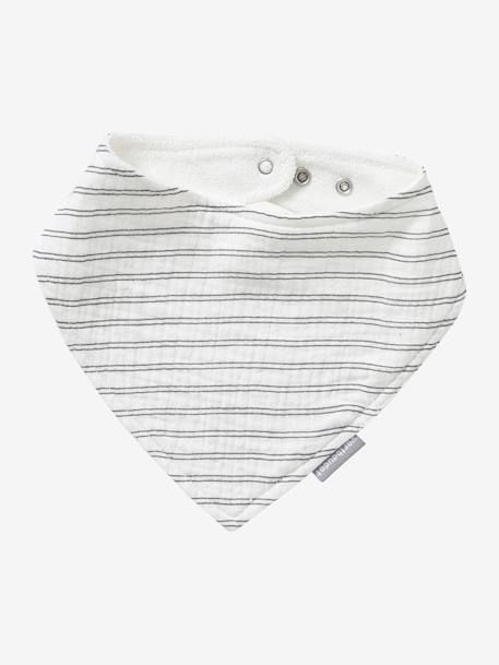 Set met 3 slabbetjes van katoengaas beige, bedrukt+ecru+grijsblauw+lichtroze+saliegroen+set groene panda+set vos+touw+veel beige+WIT - vertbaudet enfant 