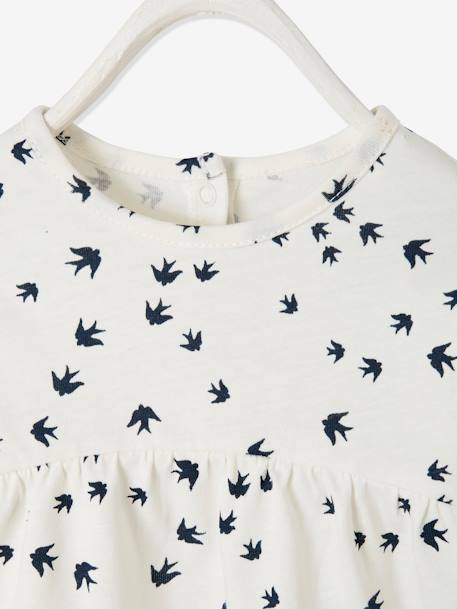 T-shirt met print babymeisje ivoor met print+oudroze - vertbaudet enfant 