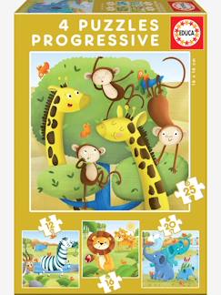 Speelgoed-Educatief speelgoed-Set van 4 puzzels Wilde dieren van 12 tot 25 stukjes EDUCA