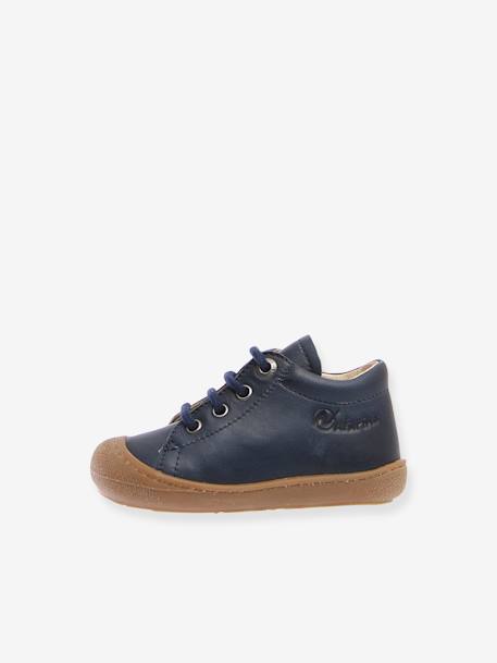 Laarsjes voor jongensbaby Cocoon NATURINO® 1e stapjes cognac+marineblauw - vertbaudet enfant 