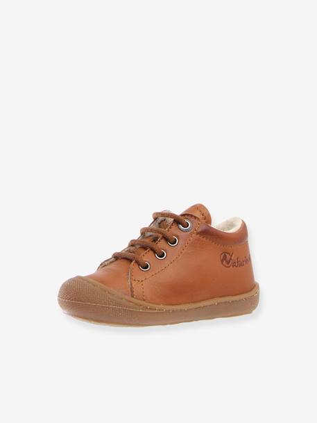 Laarsjes voor jongensbaby Cocoon NATURINO® 1e stapjes cognac+marineblauw - vertbaudet enfant 