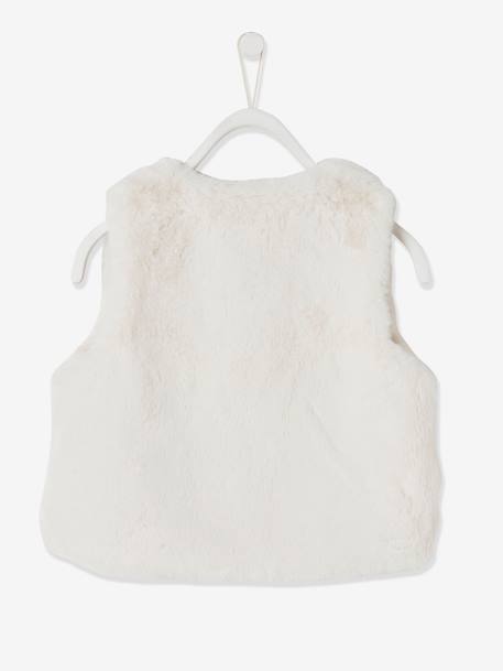 Bodywarmer van imitatiebont meisje bruin, bedrukt+ivoor - vertbaudet enfant 