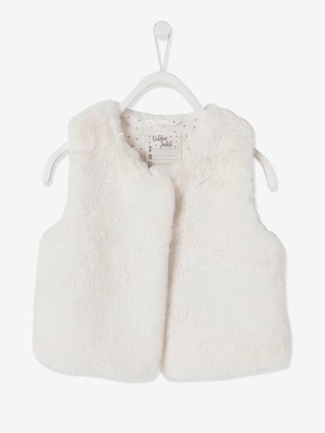 Bodywarmer van imitatiebont meisje bruin, bedrukt+ivoor - vertbaudet enfant 