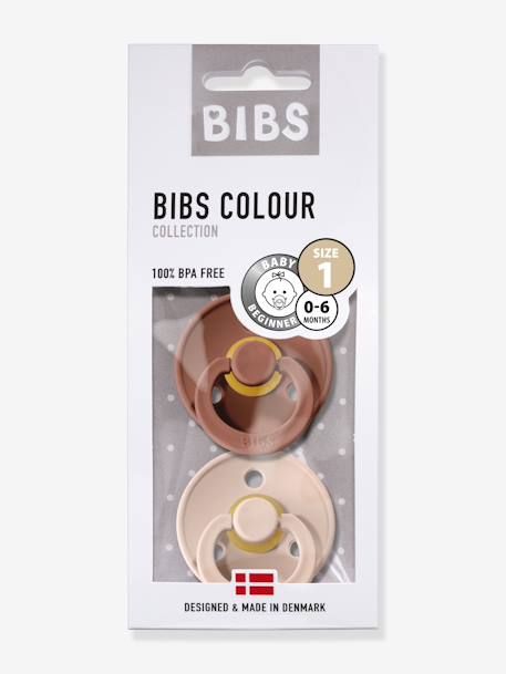 Set van 2 BIBS Colour-fopspenen, maat 1 van 0 tot 6 maanden Amandelgroen + kaki+Diepblauw + petrolblauw+IJzergrijs + babyblauw+Poederroze + vanille+rouge+saliegroen+Terracotta + poederroze - vertbaudet enfant 