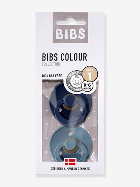 Set van 2 BIBS Colour-fopspenen, maat 1 van 0 tot 6 maanden Amandelgroen + kaki+Diepblauw + petrolblauw+IJzergrijs + babyblauw+Poederroze + vanille+rouge+saliegroen+Terracotta + poederroze - vertbaudet enfant 