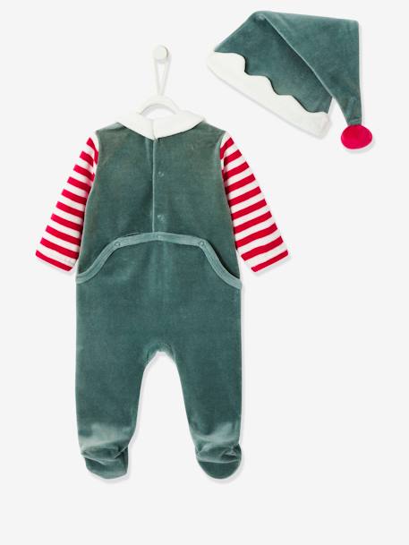 Kerstset pyjama + muts baby unisex dennengroen - vertbaudet enfant 