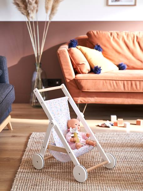 Houten wandelwagen voor babypop wit - vertbaudet enfant 