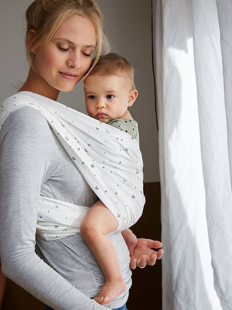 Set van 2 draagdoeken zonder knoop beige, bedrukt+ivoor met print+roze, bedrukt+zandbeige - vertbaudet enfant 