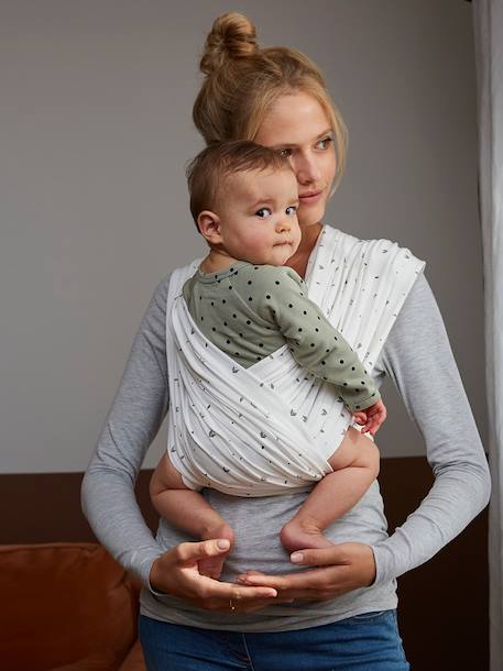 Set van 2 draagdoeken zonder knoop beige, bedrukt+ivoor met print+roze, bedrukt+zandbeige - vertbaudet enfant 