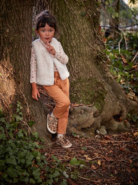 Bodywarmer van imitatiebont meisje bruin, bedrukt+ivoor - vertbaudet enfant 
