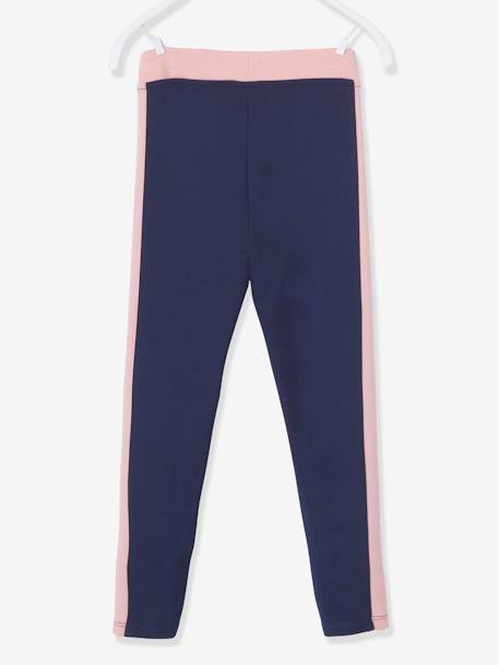 Sportlegging meisjes met zijstroken gemêleerd grijs+marineblauw+MARINEBLAUW+roze (poederkleur) - vertbaudet enfant 
