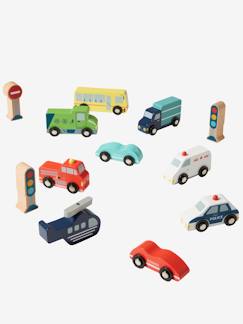 Speelgoed-Figuurtjes en fantasie-Autootjes, garages, banen en treinen-FSC®-houten voertuigen met accessoires