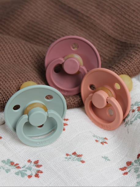 Set van 2 BIBS Colour-fopspenen, maat 1 van 0 tot 6 maanden Amandelgroen + kaki+Diepblauw + petrolblauw+IJzergrijs + babyblauw+Poederroze + vanille+rouge+saliegroen+Terracotta + poederroze - vertbaudet enfant 