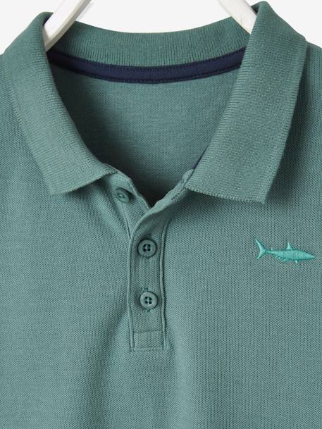 Poloshirt met korte mouwen voor jongens met borduurwerk op de borst blauw+lichtgeel+lichtkaki+MARINEBLAUW+terracotta+wit - vertbaudet enfant 