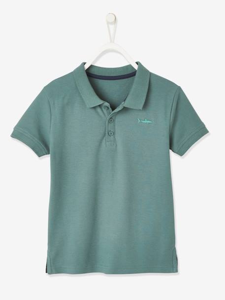 Poloshirt met korte mouwen voor jongens met borduurwerk op de borst blauw+lichtgeel+lichtkaki+MARINEBLAUW+terracotta+wit - vertbaudet enfant 