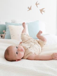 Baby-Jumpsuit babyjongen van geborduurd katoengaas