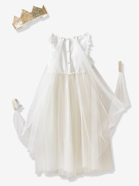 Verkleedkleren prinses met sluier en kroon goudkleurig+groen+roze - vertbaudet enfant 
