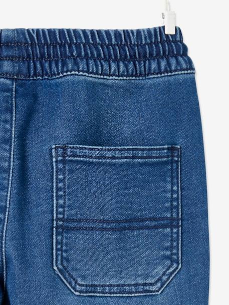 Makkelijk aan te trekken jongensbroek van molton met denim-effect lichtgrijs denim+stone - vertbaudet enfant 