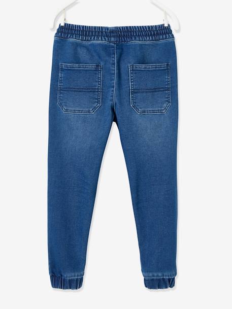 Makkelijk aan te trekken jongensbroek van molton met denim-effect lichtgrijs denim+stone - vertbaudet enfant 