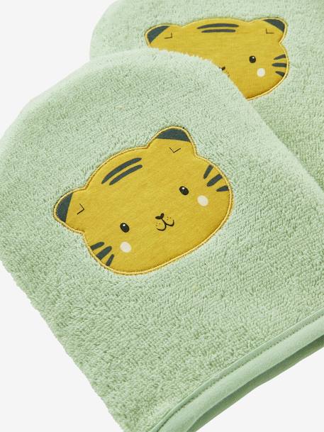 Set van 2 washandjes Panda groen - vertbaudet enfant 