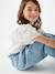 Wijde 'paperbag'-driekwartmeisjesbroek van licht denim double stone+middenblauw - vertbaudet enfant 