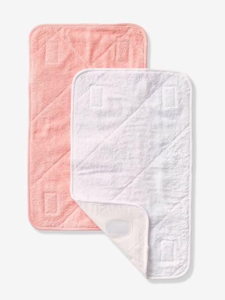 Set van 2 matrasopleggers Basics LICHTGRIJS LICHT+lichtroze + wit+WIT - vertbaudet enfant 