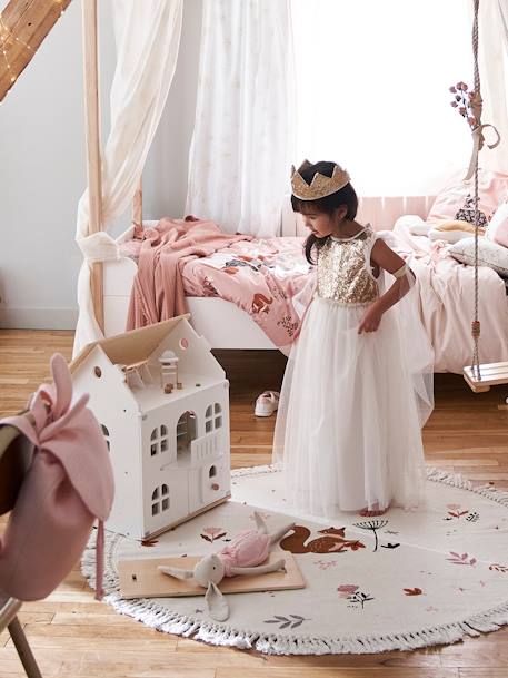 Verkleedkleren prinses met sluier en kroon goudkleurig+groen+roze - vertbaudet enfant 