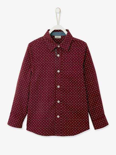 Overhemd voor jongens met stippenprint Aubergine met print - vertbaudet enfant 