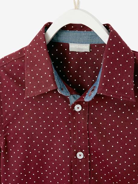 Overhemd voor jongens met stippenprint Aubergine met print - vertbaudet enfant 