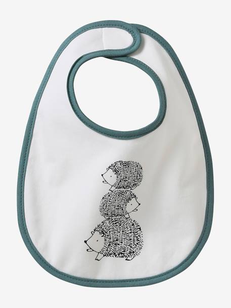 Set van 7 babyslabbetjes beige, bedrukt+blauwgroen+Egel+jungle wit+lichtroze+touw - vertbaudet enfant 