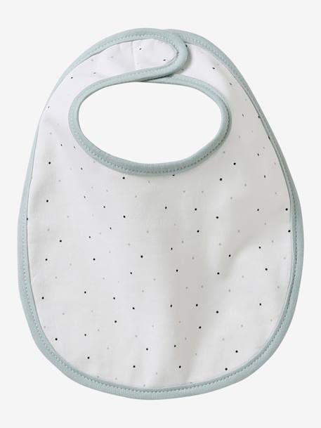Set van 7 babyslabbetjes beige, bedrukt+blauwgroen+Egel+jungle wit+lichtroze+touw - vertbaudet enfant 