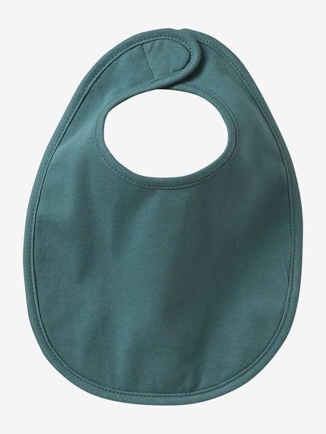 Set van 7 babyslabbetjes beige, bedrukt+blauwgroen+Egel+jungle wit+lichtroze+touw - vertbaudet enfant 