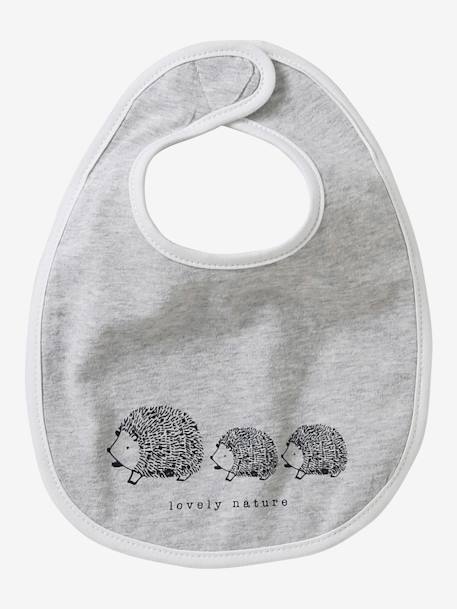 Set van 7 babyslabbetjes beige, bedrukt+blauwgroen+Egel+jungle wit+lichtroze+touw - vertbaudet enfant 