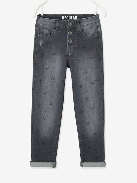 Rechte meisjesjeans met gebruikte details grijs - vertbaudet enfant 