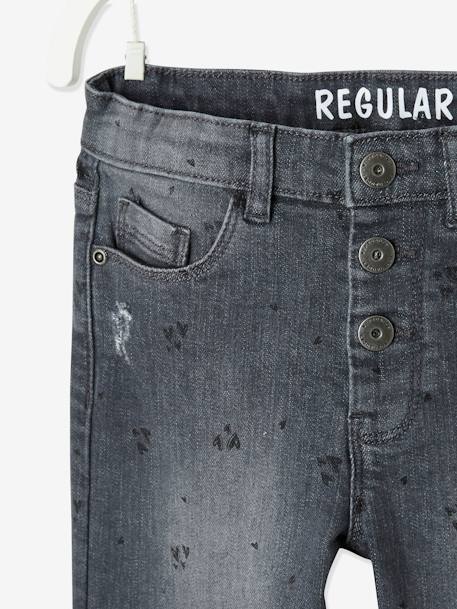 Rechte meisjesjeans met gebruikte details grijs - vertbaudet enfant 
